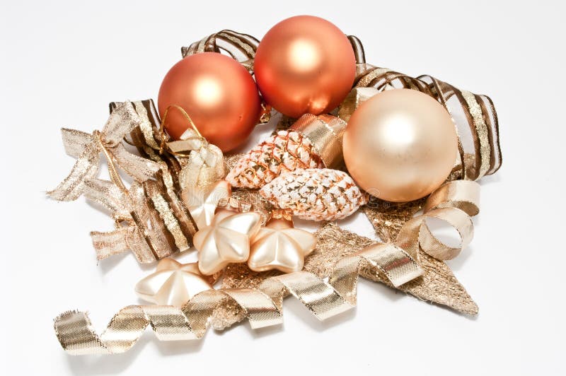 Christmas tree balls stock image. Image of isolated, brown 11830725