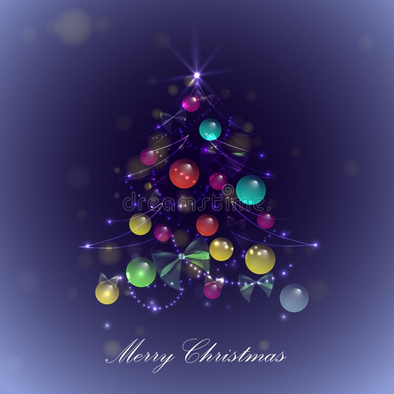 Christmas Tree with Balls and Lights, Stock Vector Illustration of