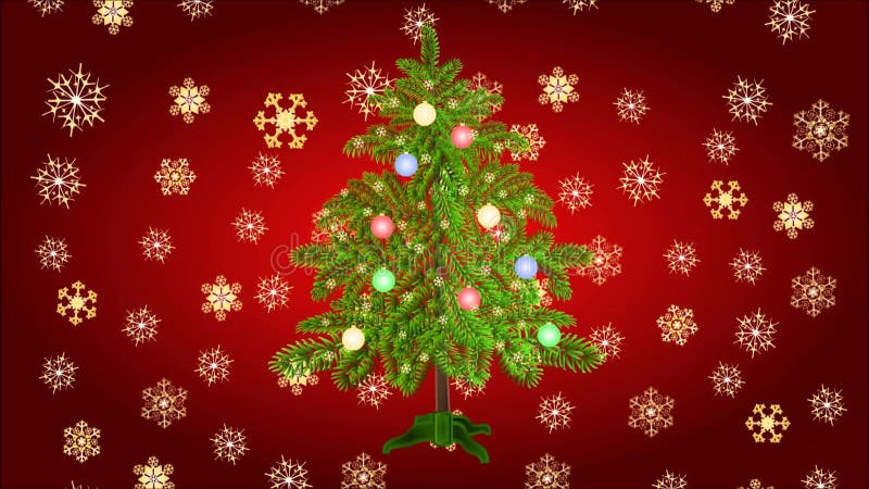 Christmas tree with baubles and gold snowflakes video