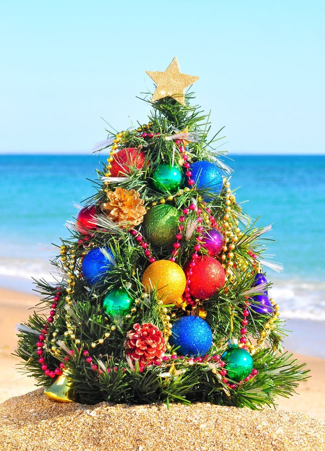 Christmas Tree in the Beach Stock Photo Image of celebration, holiday