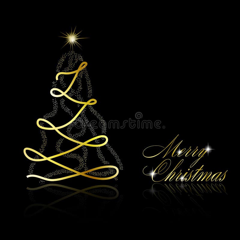 Christmas Tree on Black Background Stock Vector Illustration of