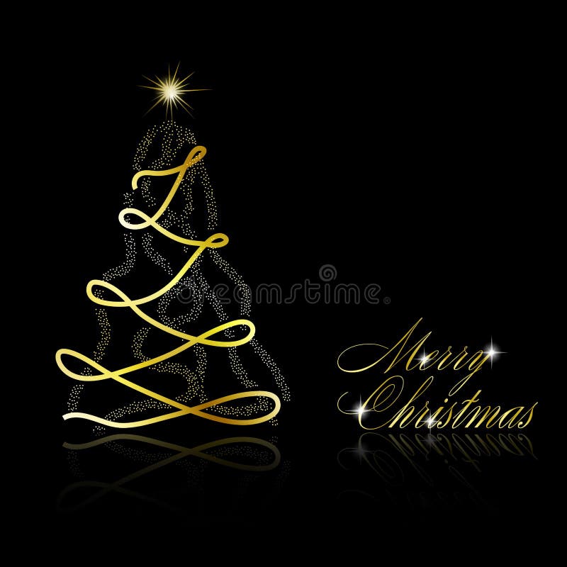 Christmas Tree on Black Background Stock Vector - Illustration of ...