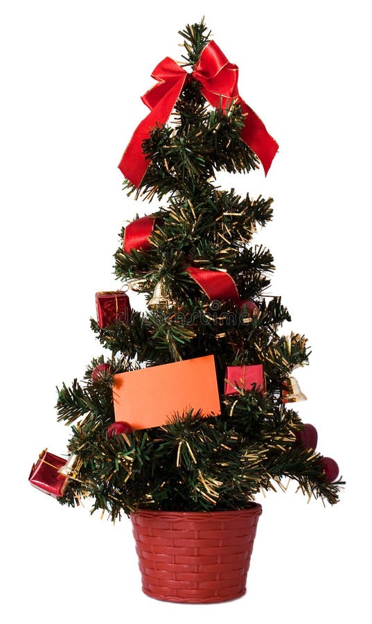 Christmas tree with blank card. For your text stock images
