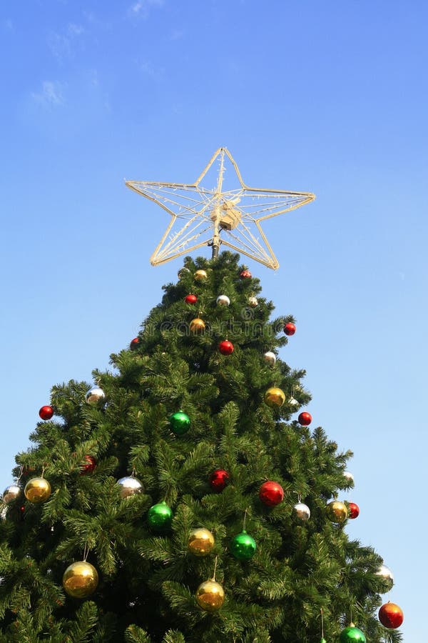 Big Christmas Tree with Round Thing Editorial Image Image of