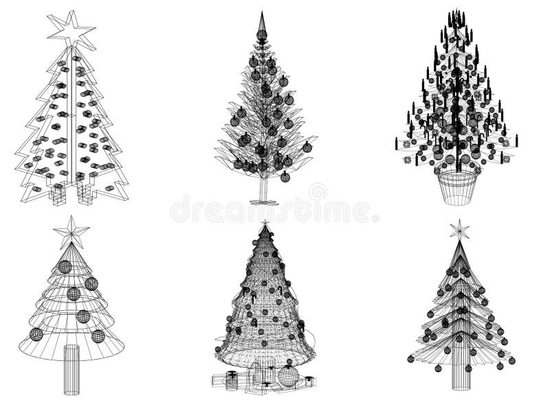 Christmas tree - blueprint stock illustration. Illustration of geometry ...