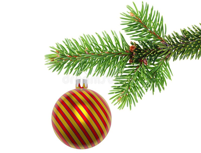 Branch Of Christmas Tree With Short Needles Decorated Red Beads Stock Photo  - Download Image Now - iStock