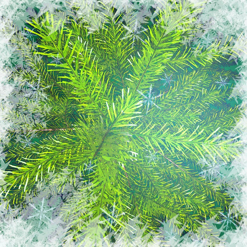 Christmas tree branches against snow background. stock illustration Christmas tree branches against snow background. stock illustration