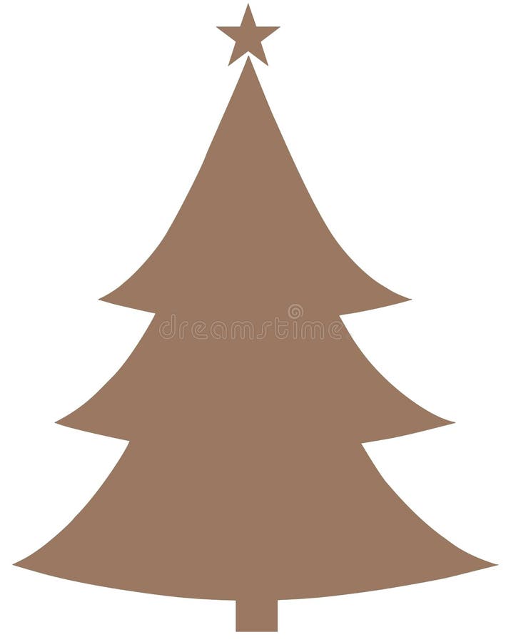 Christmas Tree Brown Flat Icon On White Background stock illustration