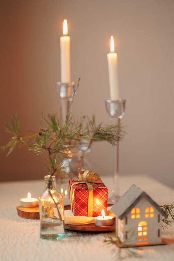 Christmas Tree and a Candlestick in the Form of a House, a Cozy