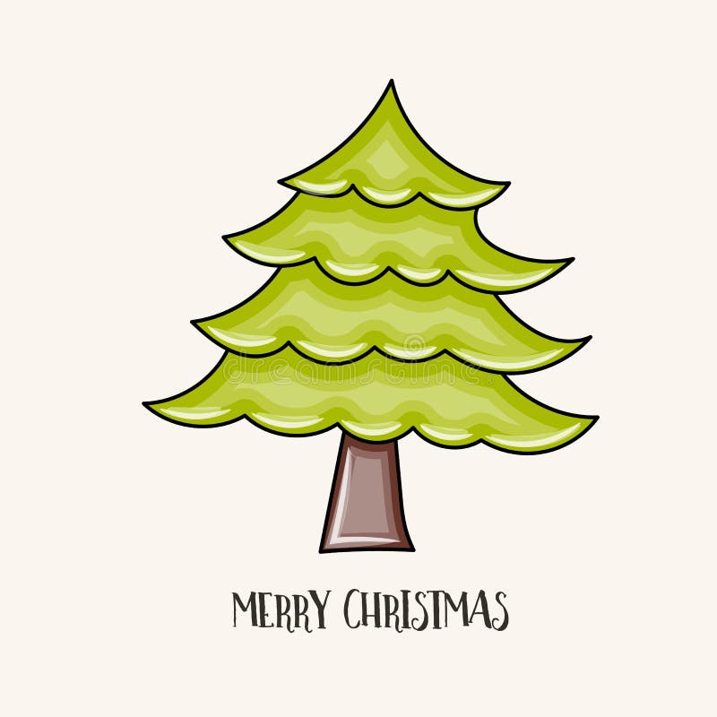 Christmas Tree Cartoon Style Vector Stock Vector Illustration of draw