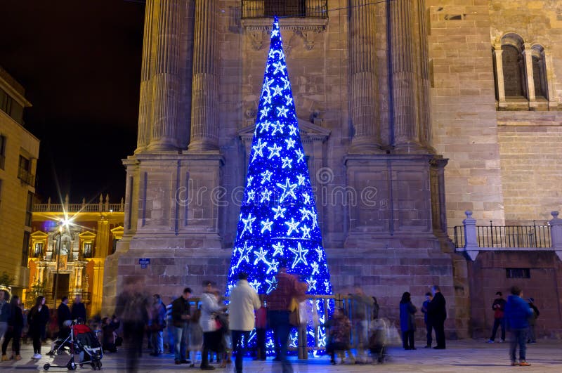 Christmas tree in Malaga stock image. Image of malaga 129537867
