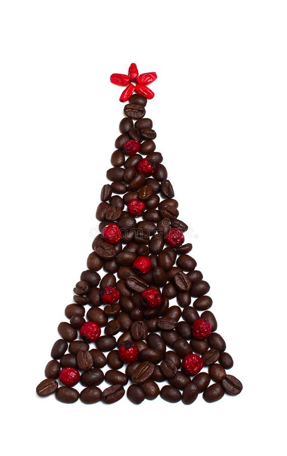 Christmas Tree from Coffee Beans Stock Image - Image of coffee, star