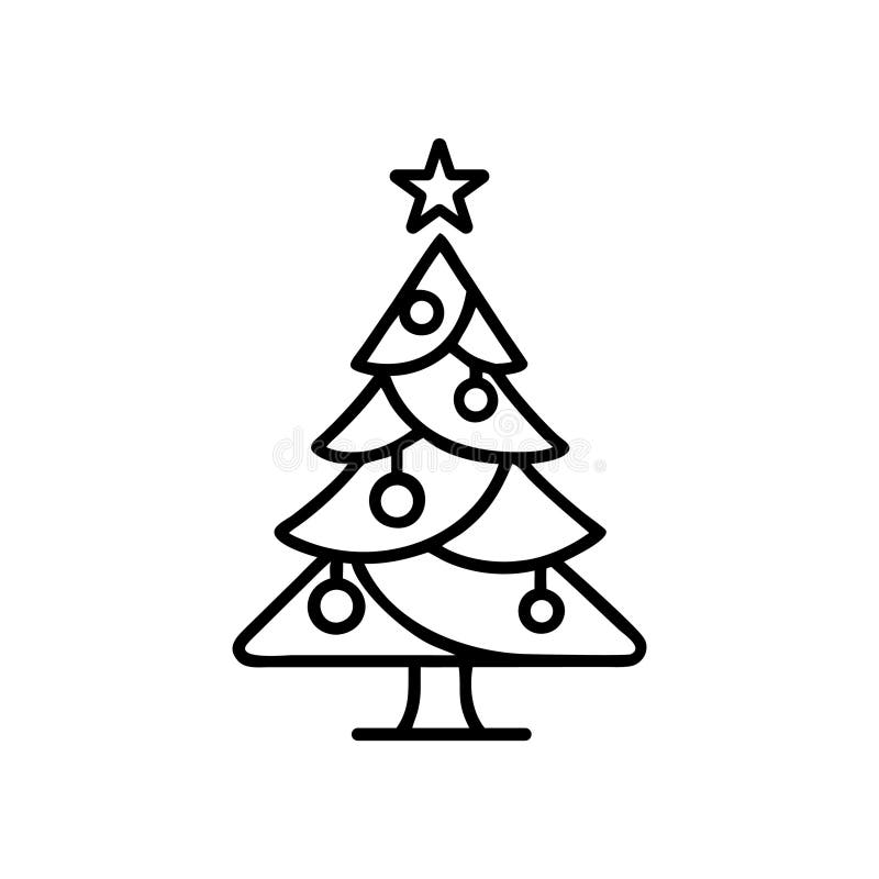 Christmas Tree Color Icon Flat Line Art Design Vector Png Stock