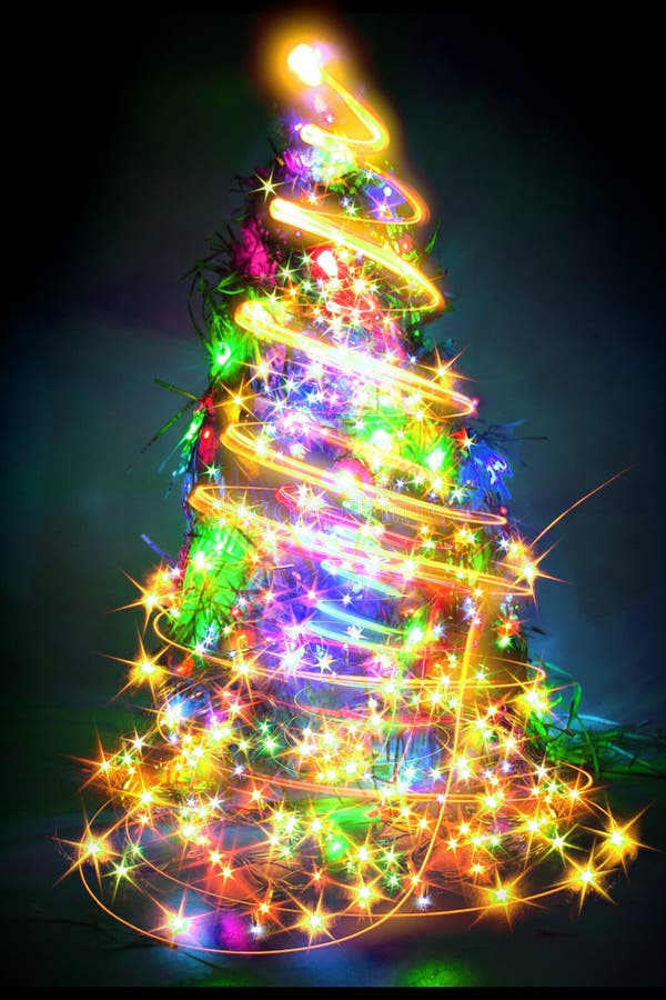 Christmas Tree from the Color Lights Stock Photo - Image of season ...