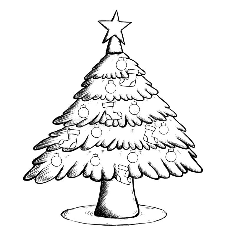 Christmas Tree Coloring Page Stock Illustration