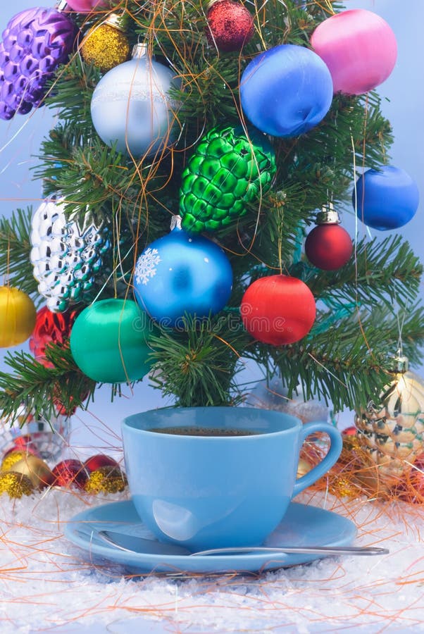 Christmas tree cup of tea stock photo. Image of green 7160976