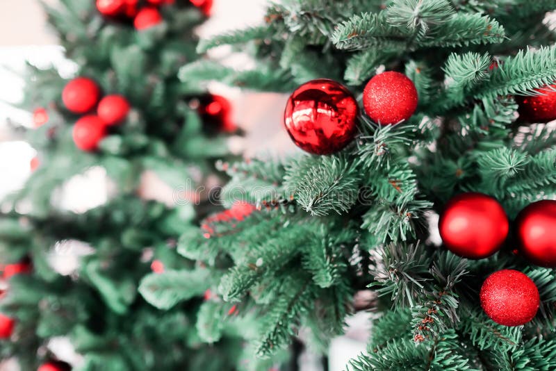 Christmas Tree Decor Red Ball Stock Image - Image of ball, detail ...