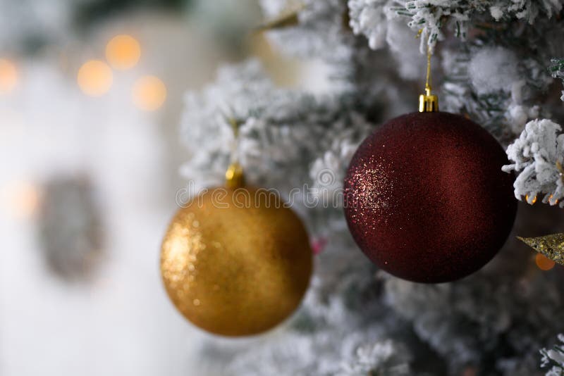 Christmas tree decoration on blurred background. Winter mood. stock image