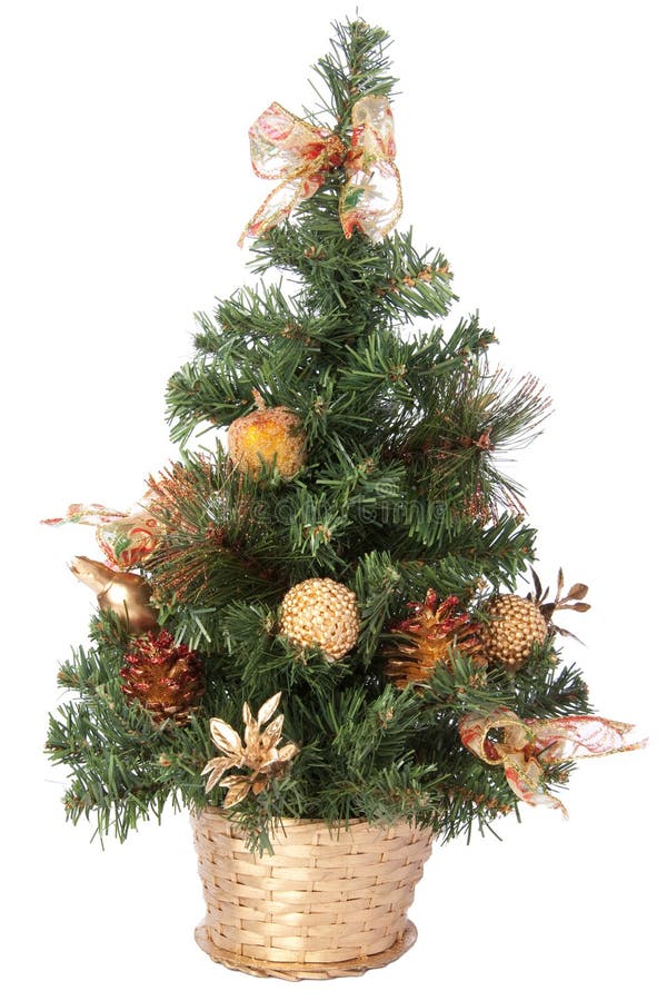 Christmas tree decoration in gold basket