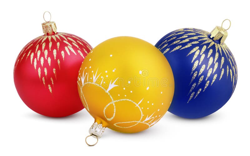 Red, Blue and Green Christmas Bulbs Stock Image Image of celebration
