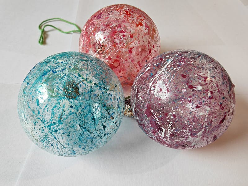 Christmas Tree Decorations Painted Christmas Balls Stock Image