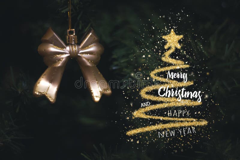 Christmas tree with decorations and text Merry Christmas and Happy New Year. for Christmas and Happy New Year 2021. header and