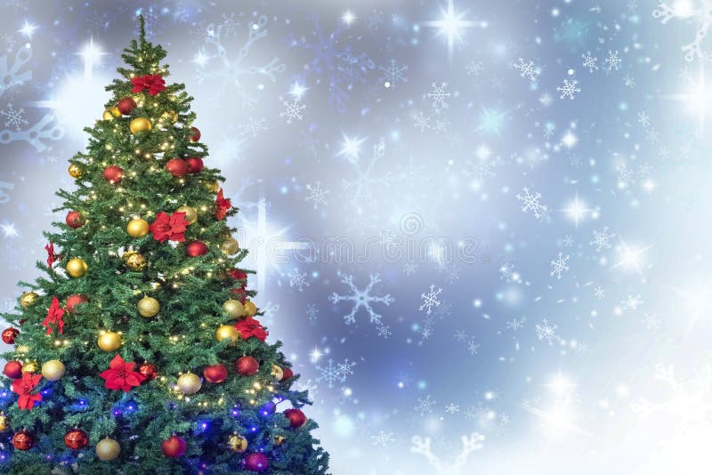 Christmas Tree Decorations,white Snow Background Stock Photo - Image of ...
