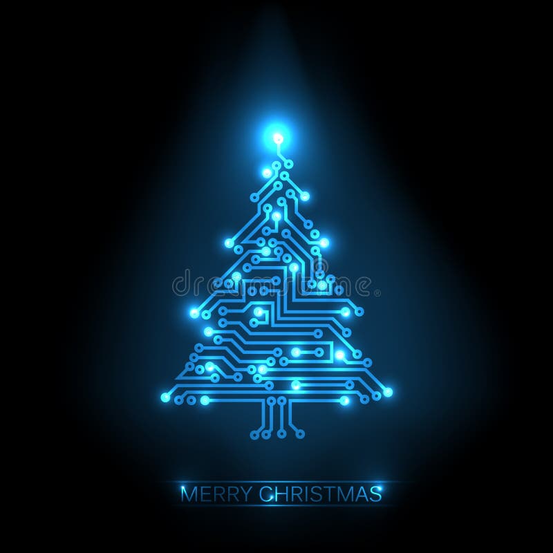 Christmas tree from digital circuit royalty free illustration