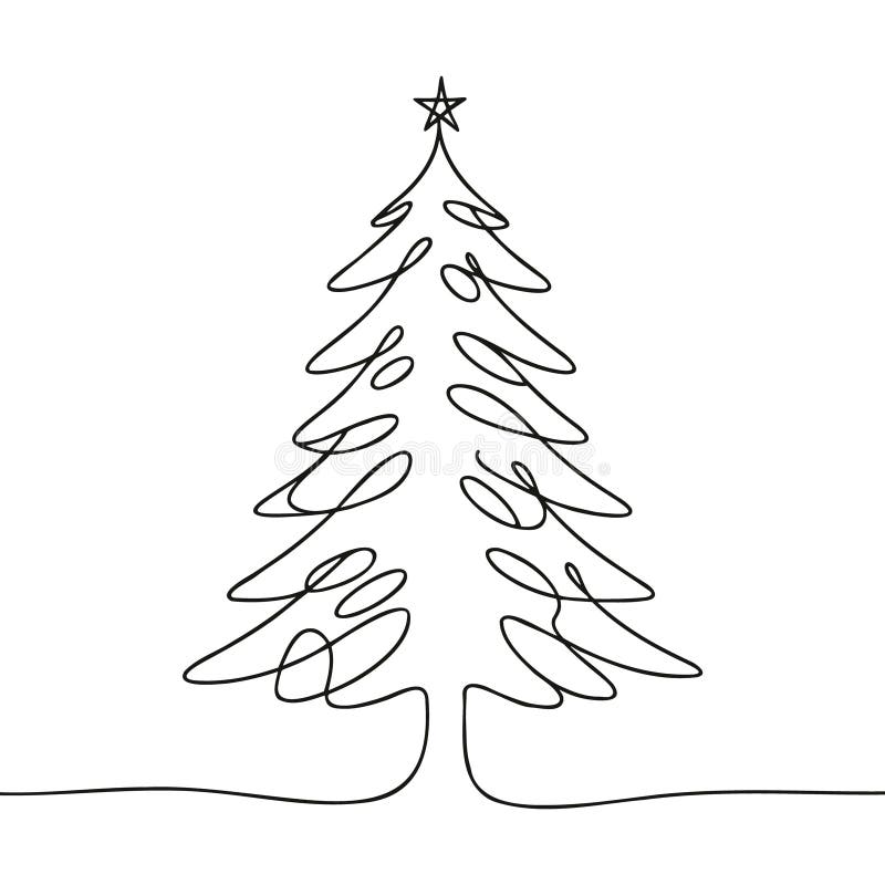 Christmas Tree Icon on a White Background. Simple Line Style Design ...