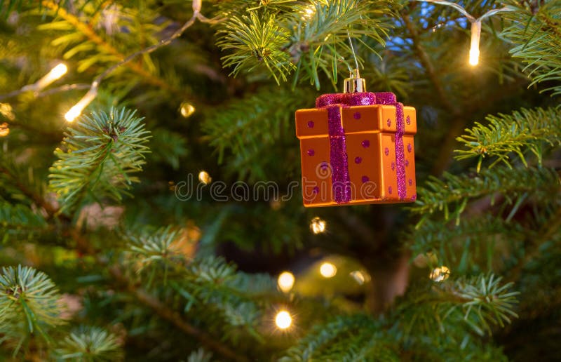 Christmas Tree with Fairy Lights and Gifts Stock Image - Image of gift ...