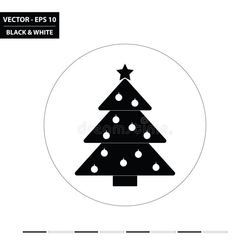 Christmas tree flat black and white icon vector illustration