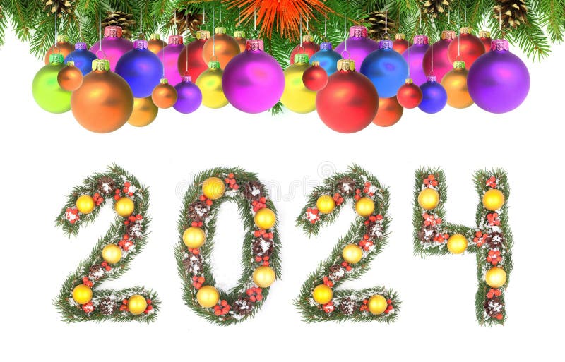 Christmas Tree Framework and 2024 Number Stock Photo Image of symbol