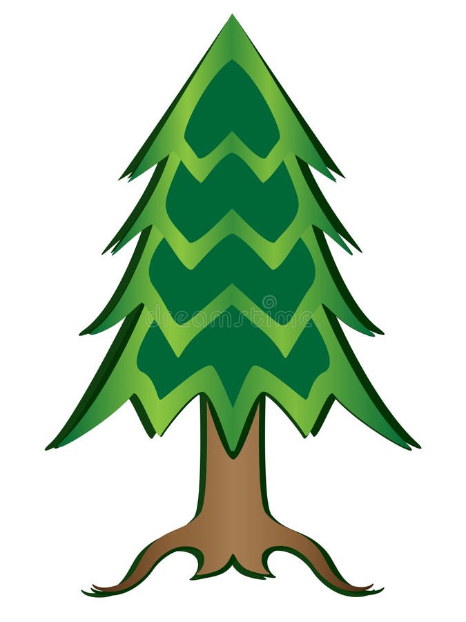 Christmas tree full color picture. Paper cut conifer tree vector illustration with gradient. stock illustration Christmas tree full color picture. Paper cut conifer tree vector illustration with gradient. stock illustration