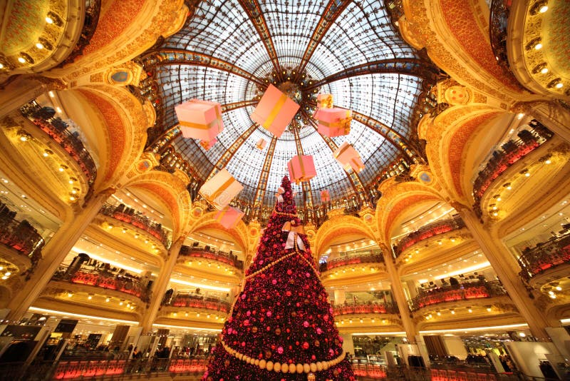 The Christmas tree at Galeries Lafayette stock photo The Christmas tree at Galeries Lafayette stock photo
