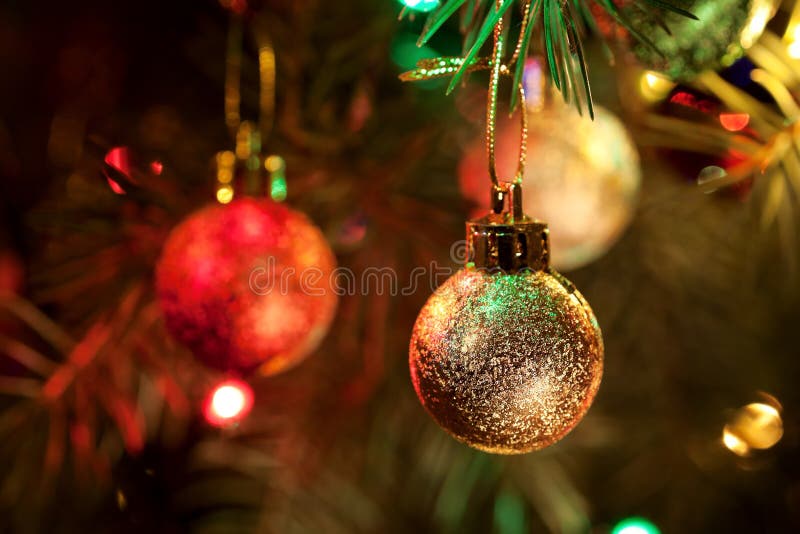 Hanging Baubles Christmas Blue Star Night Bokeh Beautiful 3D Stock ...