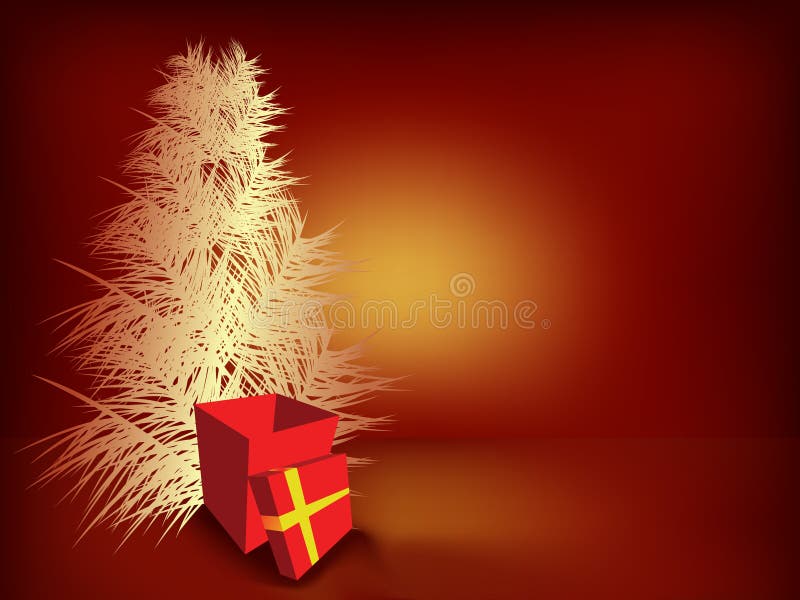 Christmas tree and gift box royalty free stock photography