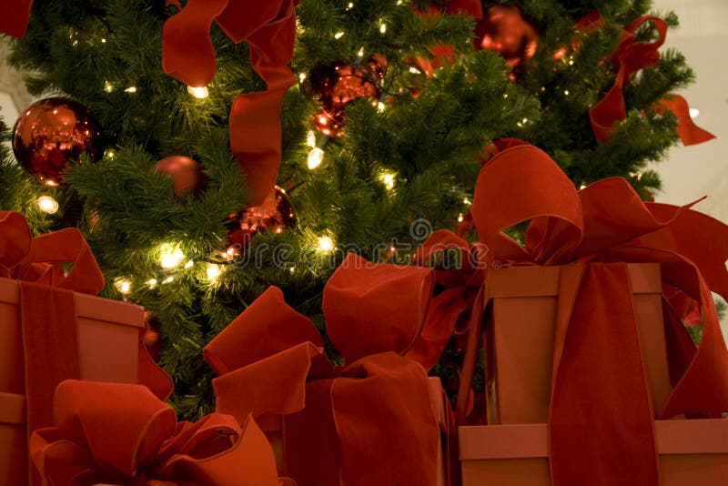 Christmas Tree and Gift Boxes Stock Image Image of decoration