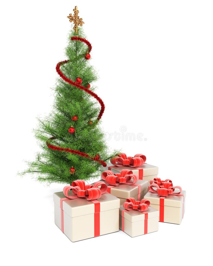 Christmas Tree and Gifts Boxes Stock Illustration Illustration of