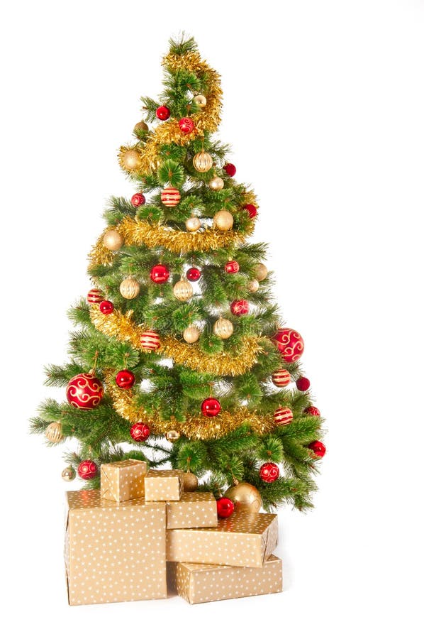 Christmas Tree and Gifts. Over white background