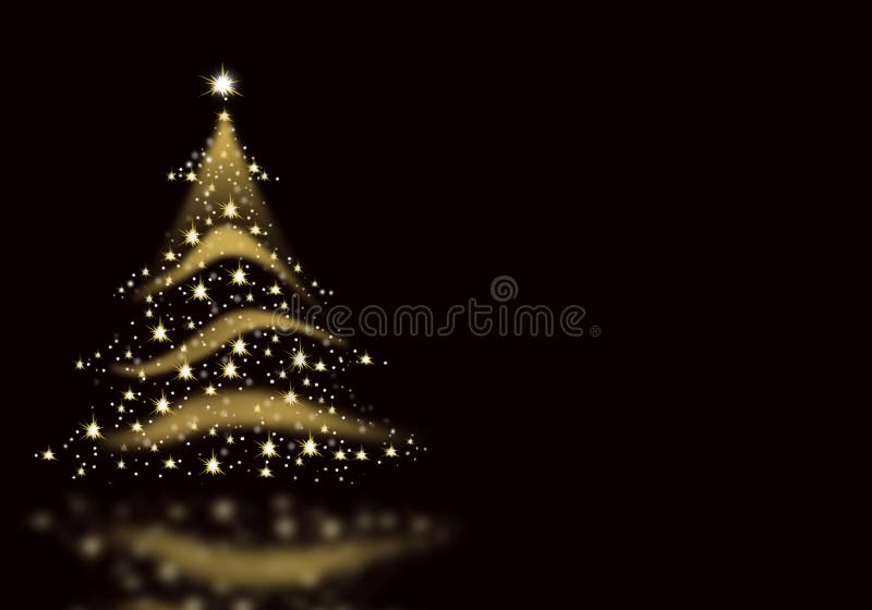 Christmas Tree Gold Formed from Stars Background Black Christmas Background  Illustration Stock Illustration - Illustration of beauty, blac: 103784403