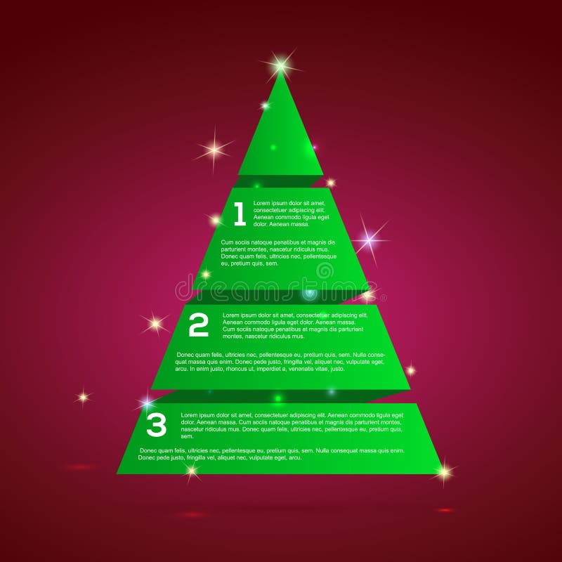 Christmas tree green tape infographics. Vector