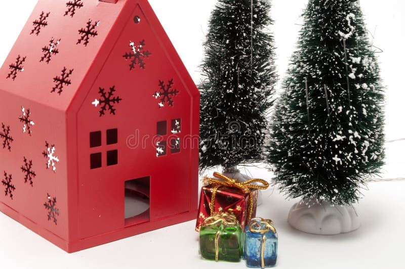 Christmas Tree and House Seamless Pattern Background Patchwork Stock