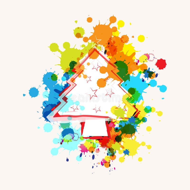 Christmas tree on ink splatter