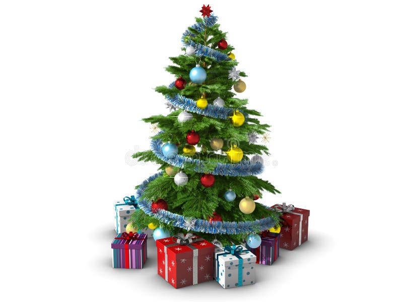 Christmas tree isolated on white background royalty free illustration