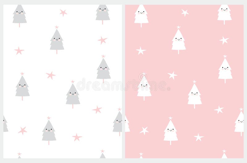 Christmas Tree Isolated on White and Pink Background. Stock Vector ...
