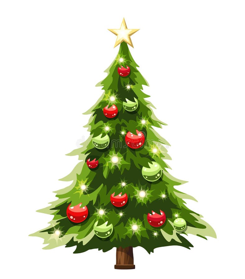 Christmas Tree Isolated on White. Vector Illustration. Stock Vector -  Illustration of decorated, isolated: 200100380