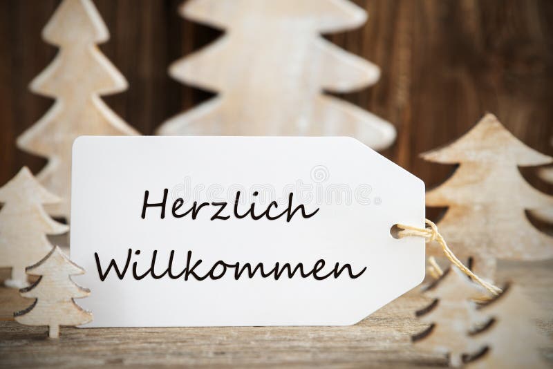 Label With Herzlich Willkommen Stock Photo - Image of greet, meeting