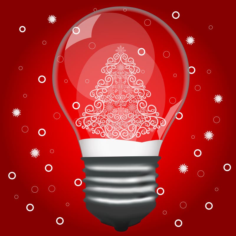 Christmas Tree in a Light Bulb. Stock Vector Illustration of electric
