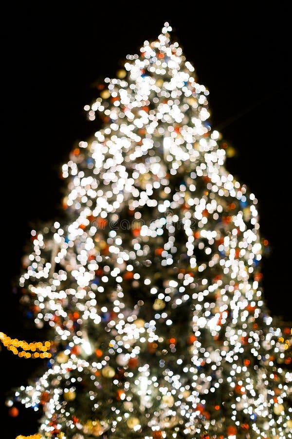 Christmas Tree with Lights Glowing Stock Photo - Image of tree ...