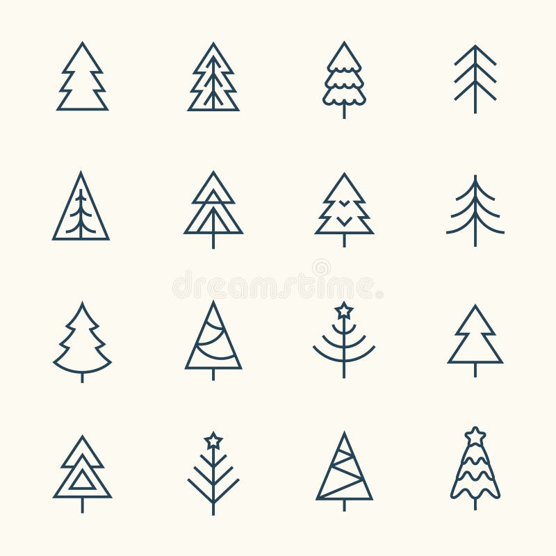 Christmas tree line icon set stock illustration Christmas tree line icon set stock illustration